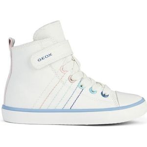 Geox J Gisli Girl E Sneakers voor meisjes, Wit Multicolor, 34 EU