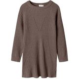 Gebreid Jurk - Platgebreid - Lange Mouwen - Ronde Hals - Loose Fit