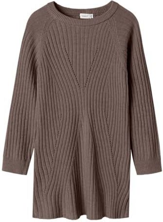 Gebreid Jurk - Platgebreid - Lange Mouwen - Ronde Hals - Loose Fit