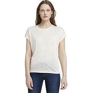 TOM TAILOR Denim Dames T-shirt met mouwopslag 1025671, 22515 - Soft Creme Beige, XXL