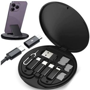 PARENCE.- 60W USB Adapter Kit - C, Universele Adapter (C, Lightning, Micro USB) - Snel Opladen & Gegevensoverdracht - Compacte Geheugenhoes