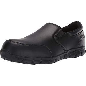 Reebok Work Mens Sublite Cushion Work Safety Toe Athletic Slip-On, Black, 14 Wide