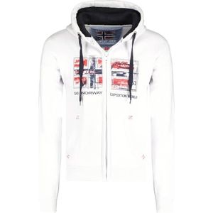 Geographical Norway Ginam Heren Hoodie kangoeroezak - Sweatshirt Logo Pullover Hood Hoody Warm Lange Mouwen - Heren Lente Zomer Herfst Winter (Wit L), Wit, L/Tall