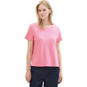 TOM TAILOR Basic Boxy T-shirt voor dames met strepen, 35346 - Pink Offwhite Stripe, XXL