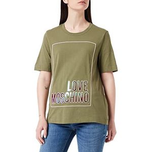 Love Moschino Dames Gepersonaliseerd Logo Box Graphic with Iridescent FOI T-shirt