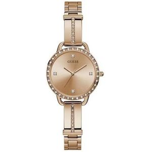 GUESS 30MM Crystal Bangle Watch, zilver, één maat, Roségoud, Eén maat, BELLINI