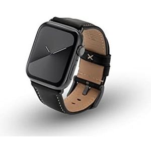 JT Berlin Charlie horlogeband voor Apple Watch 49 mm/45 mm/44 mm/42 mm lederen band [Watch Ultra, Watch SE, Serie 8/7 / 6/5 / 4/3 / 2/1, aluminium sluiting] zwart/grijs, Zwart/ruimtegrijs, Klassiek