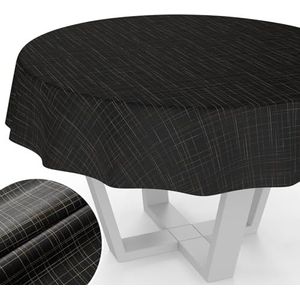 ANRO Afwasbaar tafelzeil, met tefloncoating, onderhoudsvriendelijk, lotuseffect, vuil- en waterafstotend, rond, 140 cm, snijrand, zwart
