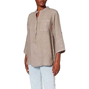 Bonateks, Tuniek shirt van ReInem LeInen met lange zakken, tuniek, De-maat: 40, Amerikaanse maat: L, licht taupe - Made in Italy, bruin, 40