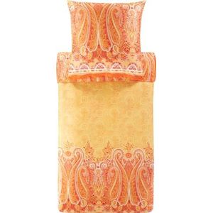 Bassetti MERGELLINA beddengoed + 2 kussenslopen van 100% katoensatijn in de kleur oranje O1, afmetingen: 200x200 cm - 9327422