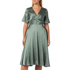 Chi Chi London Midi-jurk voor dames met engelmouwen in groene cocktail, Groen, 16 UK