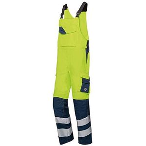 BP 2207-590-6614-39/40s tuinbroek voor mannen, stretch bretels met clipbevestigingen, 48,5% modacryl/34% katoen/17% polyamide/0,5% andere vezels, waarschuwingsgeel/nachtblauw, 39/40S maat