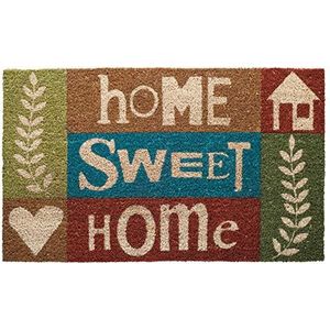 LAKO Cocoprint Colori, kokos, 528 spreuken Home Sweet Home kleurrijk, 75 cm x 45 cm x 1,5 cm