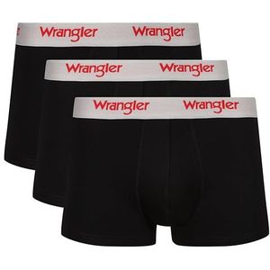 WRANGLER Boxershorts voor heren in zwart, zacht aanvoelend, katoenrijke boxershorts met elastische tailleband, comfortabel en ademend ondergoed, multipack van 3 stuks, Zwart Met Grijze Marl Wb, S