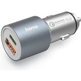 Hama Autolader 1x Power Delivery USB-C, 1x Quick Charger USB-A (38W, 12-24V, LED-indicator) zilver