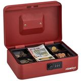 Relaxdays geldkistje, 3-cijferige cijfercode, staal, geldkluis voor munten & briefjes, HBD: 8,5 x 25 x 19 cm, rood
