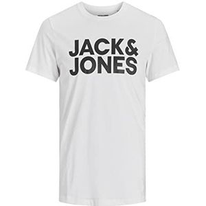 JACK & JONES JECORP LOGO TEE SS CREW NECK SS19 NOOS T-shirt voor heren, Wit/Fit: slim/grote print/zwart, M