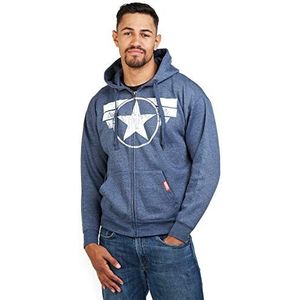 Marvel Heren Captain America Cap Logo Hoodie, Blauw (Heather Navy), S UK