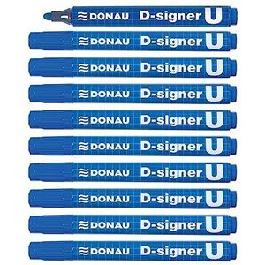 DONAU 7371001-10PL D-Signer U Permanentmarker / 10 stuks / blauw / ronde punt 2-4 mm (lijn) / permanente marker / niet giftig / waterdicht / op basis van alcohol