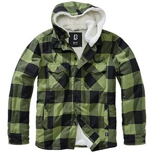 Brandit Heren Lumberjacket Hooded Jacket, Black/Olive, M