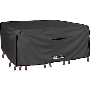 ULTCOVER 600D stevig canvas duurzame rechthoekige terrastafel en stoelhoes - waterdichte meubelhoezen voor buiten voor algemeen gebruik, 281,9 x 188 cm, zwart