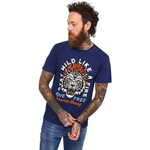 Joe Browns Heren Stay Wild Tiger grafische print T-shirt, blauw, S, Blauw, S