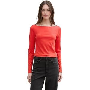 TOM TAILOR Denim T-shirt met lange mouwen voor dames, 13745 - Scarlet Red, XXL