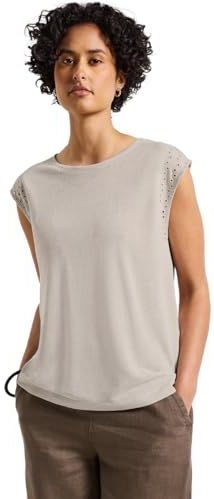 Street One Dames Shirt met geborduurde details in Beige, in size: 36