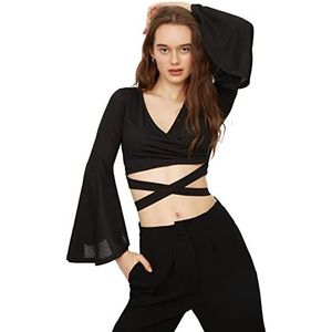 Trendyol Zwarte gebreide damesblouse, zwart, extra klein