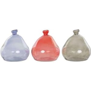 DKD Home Decor Vaas, zwart, rood, marineblauw, gehard glas, 17 x 17 x 18 cm, 3 stuks