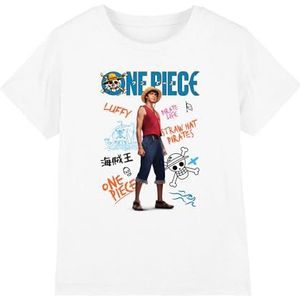 mandarin creative ltd Een stuk Luffy Pirate Life Kids T-shirt, wit, 5-6 jaar, Wit, 5-6 jaar