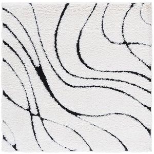 Safavieh Florida Shag Collection, hoogpolig, crème en zwart, 152 x 152 cm