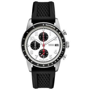 Fossil Sport Tourer Watch for Men, Quartz movement with Stainless steel or Leather Strap Donkerrood Gebroken wit