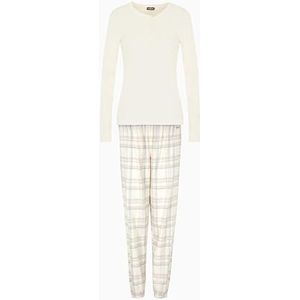 EMPORIO ARMANI VROUWEN POEDER CHECK LANGE PAJAMAS CRÈME M, Crème, M