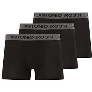 Antonio Rossi Boxerhipsters voor heren (Pack van 3) Shorts, zwart met grijze band, M, Zwart met grijze band, M