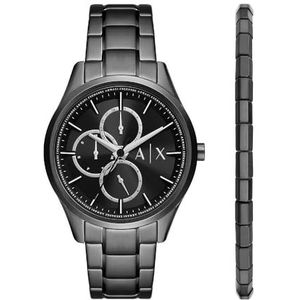 Armani Exchange Heren Analoog Quartz Horloge met Roestvrij Stalen Band AX7154SET, Zwart