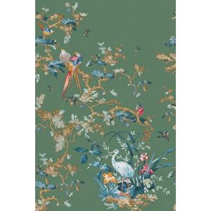 Rasch Behang 362848 - Fotobehang op vlies met vogels en takken in groen, bruin en rood uit de collectie Magicwalls - 2,65 m x 1,59 m (l x b)