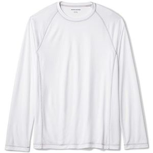 Amazon Essentials Men's Sneldrogend zwemshirt met lange mouwen (UPF 50), Wit, M
