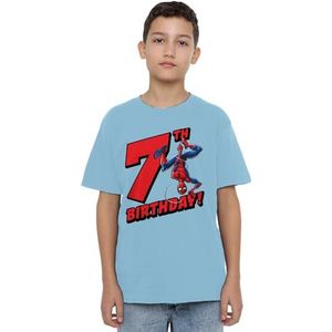 Spiderman Birthday 7 Unisex Kids T-shirt, lichtblauw, 5-6 jaar, Lichtblauw, 5-6 jaar