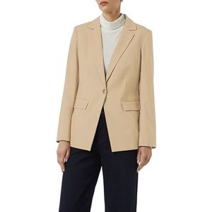 Comma - Lange Blazer - Camel - Met V-hals - 1-knoopsmodel