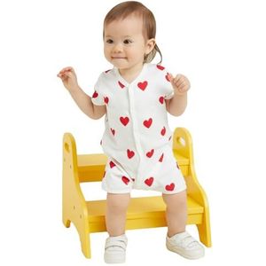 Petit Bateau Uniseks baby combicourt, wit/rood, 24 Maanden
