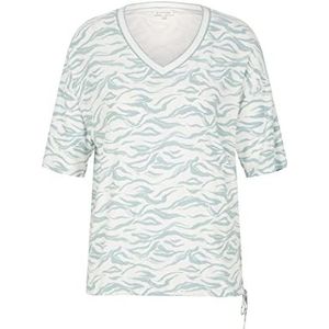 TOM TAILOR Dames T-shirt 1035483, 31282 - Blue Small Wavy Design, L