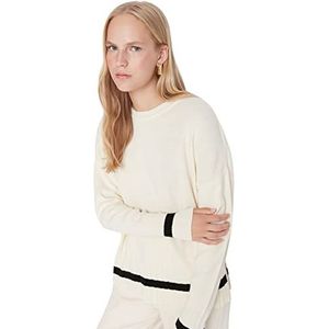 Trendyol Dames ronde hals effen oversized sweater sweatshirt, Ecru, L