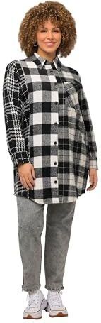 Ulla Popken - Tussenjas - Stone Grey / Zwart / Wit