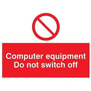 Viking Signs PV52-A3L-3M ""Computer Equipment Do Not Switch Off"" Sign, Kunststof, 3 mm Rigid, 300 mm H x 400 mm W