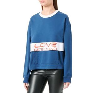 Love Moschino Women's Flared fit Long-Sleeved Sweatshirt, Blue White, 38, blauw/wit, 38