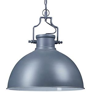 Relaxdays hanglamp industrieel, shabby, decoratie voor woonkamer, LED, hangende lamp, Ø 40,5 cm, mat grijs