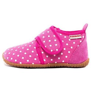 GIESSWEIN Stans Kinderpantoffels, uniseks, comfortabele katoenen slipper, pantoffels met stippen, elastiek, antislip, Pink, 25 EU
