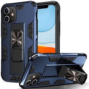 Armor Bumper Case voor iPhone 11 [Militaire Kwaliteit Schokbestendig] [Dual Layer Protection yet Slim] Iphone 11 Kickstand Robuuste Case Heavy Duty Met Magnetische Ringhouder en Metalen Plaat