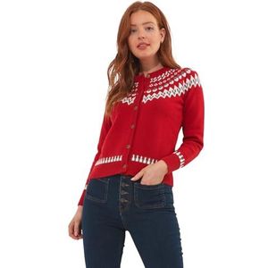 Joe Browns Fairisle Kerstvest met ronde hals en lange mouwen, rood, 10, Rood, 36